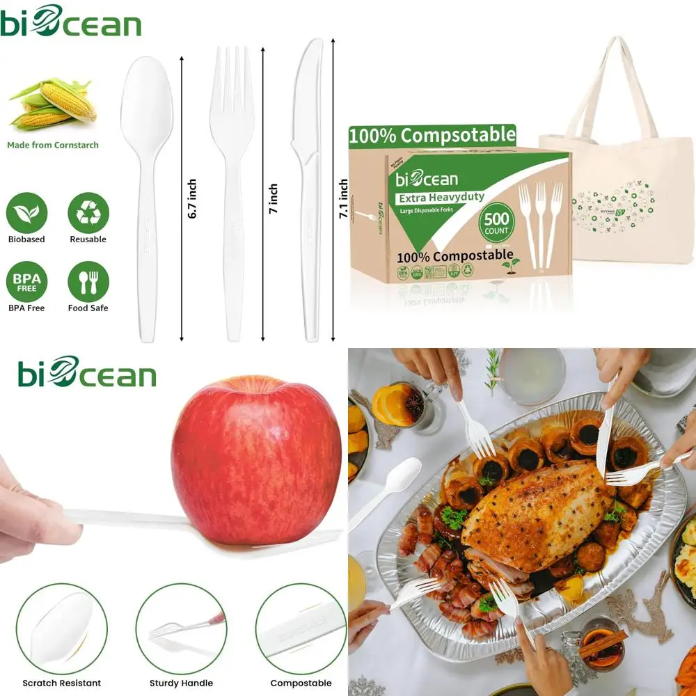 Набор биоразлагаемых столовых приборов, 500 штук, 7 дюймов, экологичные, для вечеринок, барбекю и повседневного использования
Набор биоразлагаемых столовых приборов, 500 штук, 7 дюймов, экологичные, для вечеринок, барбекю и повседневного использования