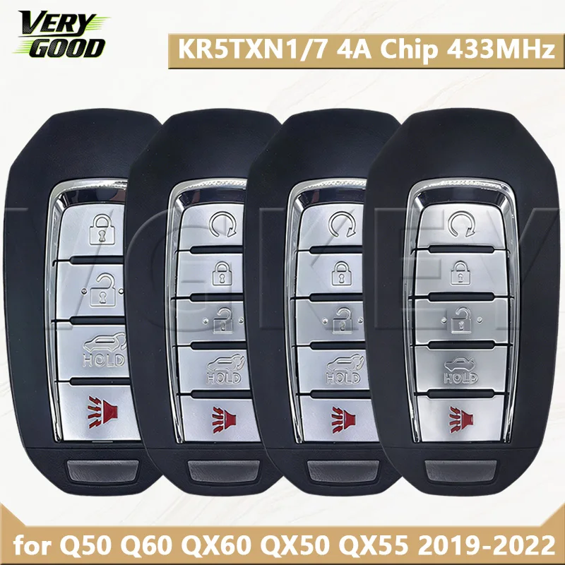 VG S180144705/707/708/716 for Q50 Q60 QX60 QX50 QX55 2019-2022 Smart Car Remote Key KR5TXN1/KR5TXN7 4A Chip 433MHz
VG S180144705/707/708/716 for Q50 Q60 QX60 QX50 QX55 2019-2022 Smart Car Remote Key KR5TXN1/KR5TXN7 4A Chip 433MHz