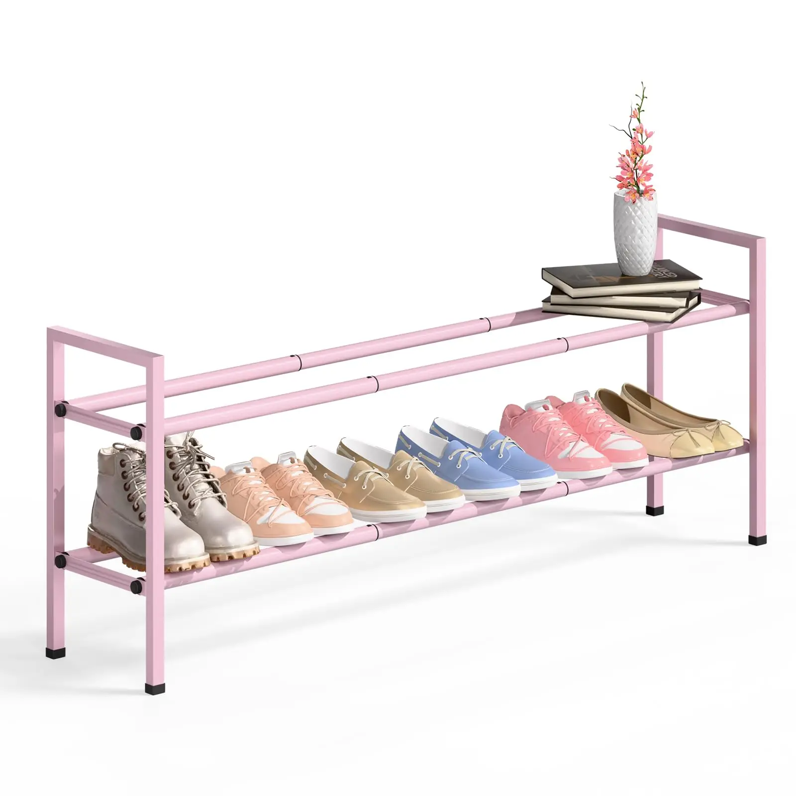 Three-Tier Adjustable Metal Shoe Organizer Shelf, Expandable 18-44 Inches, Holds 15-18 Pairs, Pink Finish
Three-Tier Adjustable Metal Shoe Organizer Shelf, Expandable 18-44 Inches, Holds 15-18 Pairs, Pink Finish