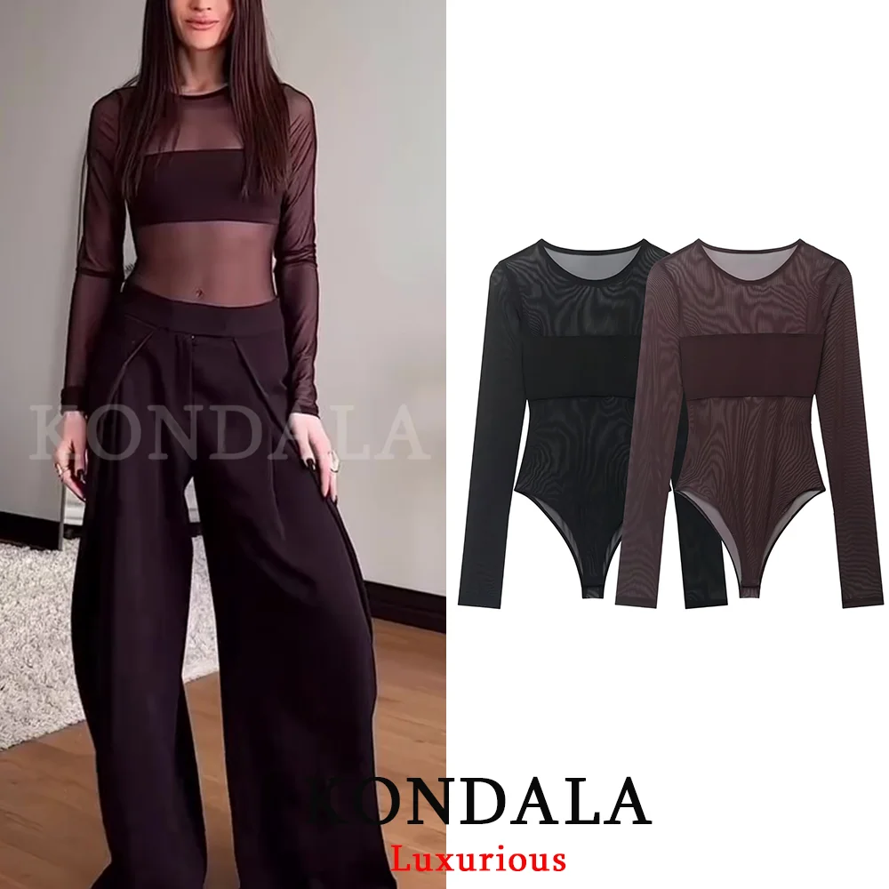 KONDALA Holiday Sexy Chic Women Jumpsuits Patchwork Long Sleeve O-Neck Jumpsuit Fashion 2026 Spring Summer Night Out Bodysuit
KONDALA Holiday Sexy Chic Women Jumpsuits Patchwork Long Sleeve O-Neck Jumpsuit Fashion 2026 Spring Summer Night Out Bodysuit
