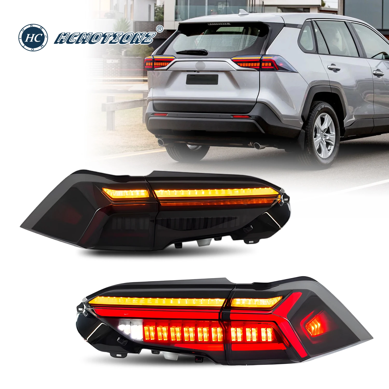 Светодиодные задние фонари HCMOTIONZ для Toyota RAV4 2019-2025 5-го поколения XA50 с анимацией при запуске DRL, комплект задних фонарей
Светодиодные задние фонари HCMOTIONZ для Toyota RAV4 2019-2025 5-го поколения XA50 с анимацией при запуске DRL, комплект задних фонарей