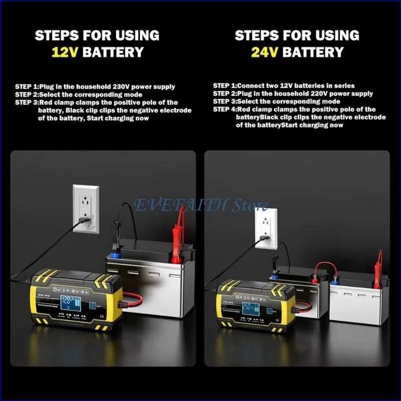 124B SmartFully Automatic Battery Chargers, 12/24V Maintainers Trickles Chargers for Car Truck Motorbike Acid Battery
124B SmartFully Automatic Battery Chargers, 12/24V Maintainers Trickles Chargers for Car Truck Motorbike Acid Battery