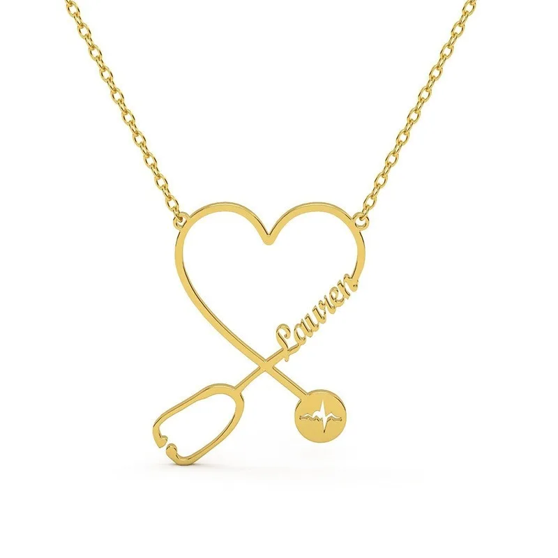 Custom Name Stethoscope Necklace Gold Plated Chain Stainless Steel Heart Beat Nameplate Necklaes Choker Medical Student Gift
Custom Name Stethoscope Necklace Gold Plated Chain Stainless Steel Heart Beat Nameplate Necklaes Choker Medical Student Gift