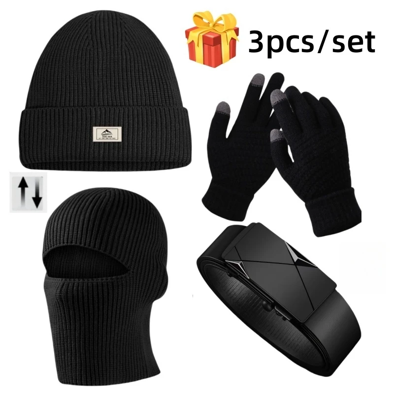 Комплект из 3 предметов, мужская вязаная шапка с перчатками и поясом, осенне-зимняя шапка-балаклава, вязаная нить, ветрозащитная и теплая голова.
Комплект из 3 предметов, мужская вязаная шапка с перчатками и поясом, осенне-зимняя шапка-балаклава, вязаная нить, ветрозащитная и теплая голова.