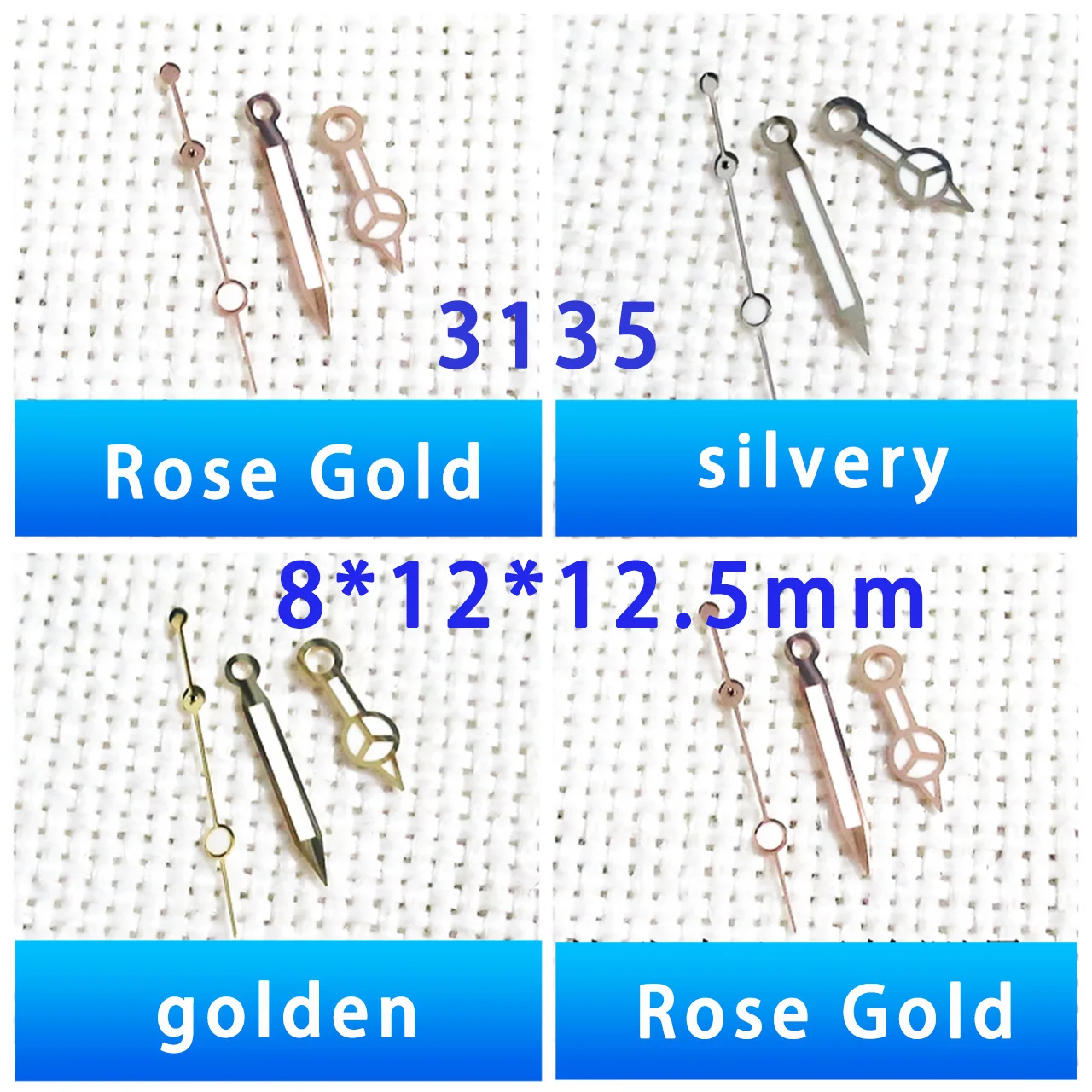 Watch accessories with three pins suitable for 3135 movement silver gold hands rose gold watch repair parts
Watch accessories with three pins suitable for 3135 movement silver gold hands rose gold watch repair parts