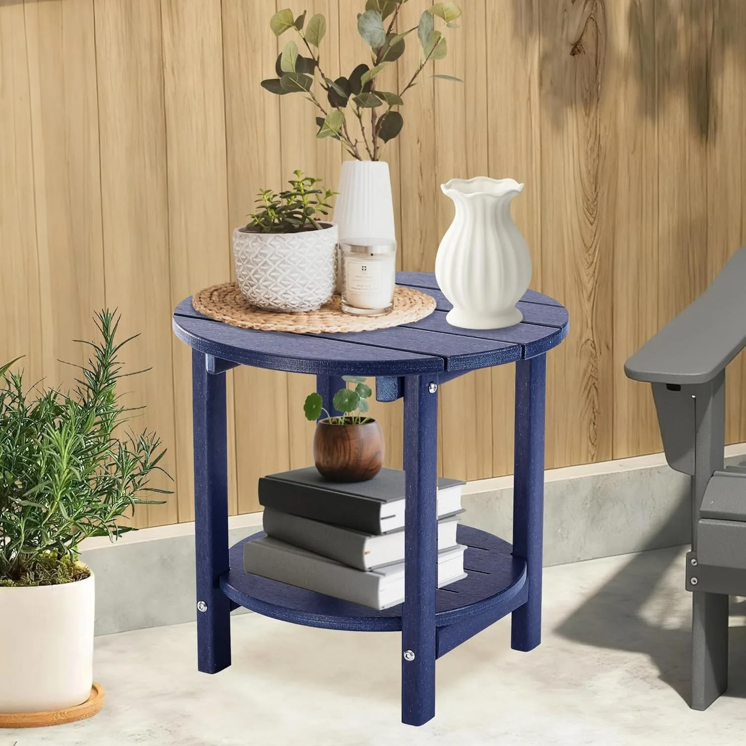 Round Patio Side Table Navy, Weatherproof Accent Table for Poolside & Garden Relaxation
Round Patio Side Table Navy, Weatherproof Accent Table for Poolside & Garden Relaxation