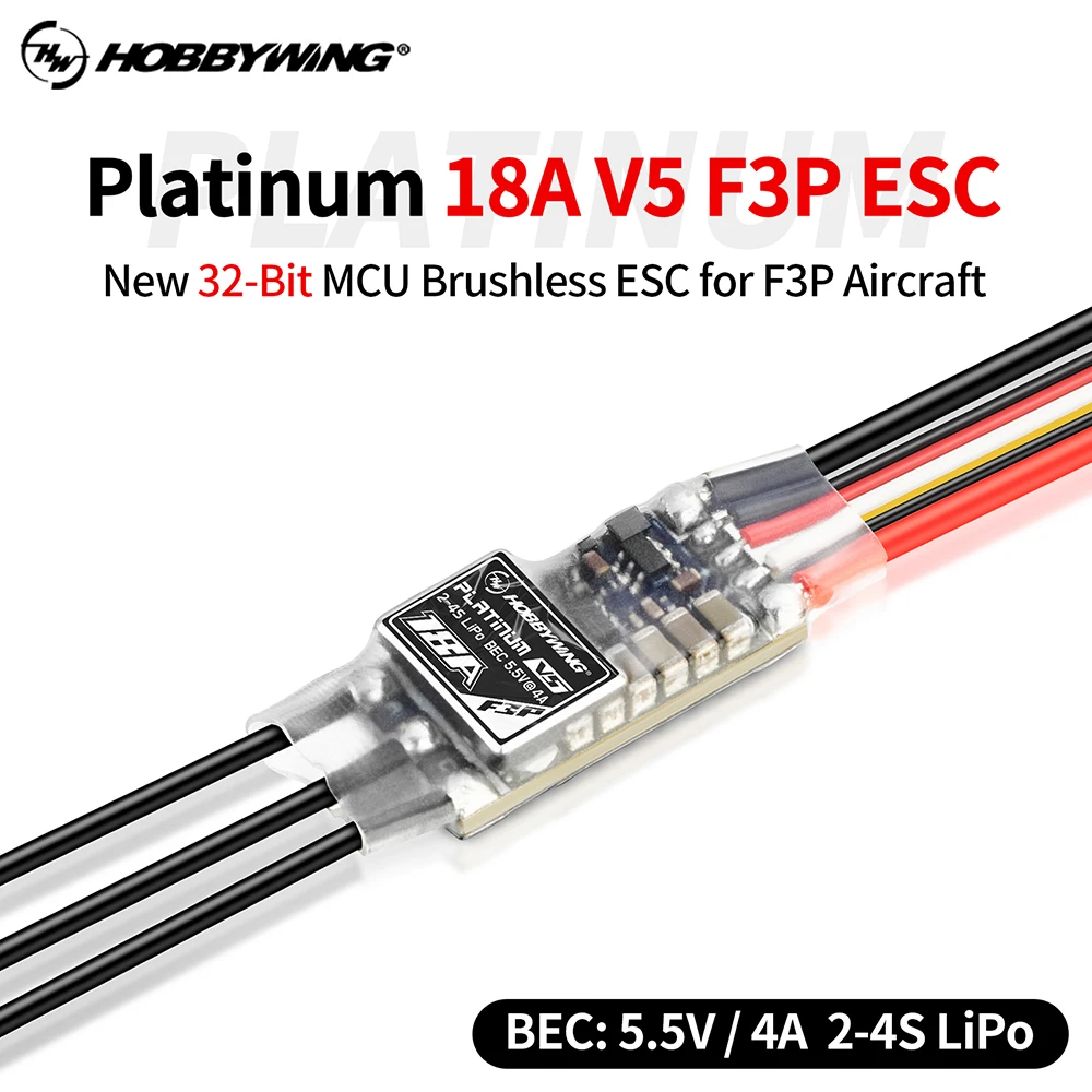 HOBBYWING Platinum 18A Бесщеточный ESC 18A V5 F3P ESC 5,5 В/4A BEC 2-4S LiPo 32-битный микроконтроллер для 120 г-320 г F3P электрический с фиксированным крылом
HOBBYWING Platinum 18A Бесщеточный ESC 18A V5 F3P ESC 5,5 В/4A BEC 2-4S LiPo 32-битный микроконтроллер для 120 г-320 г F3P электрический с фиксированным крылом