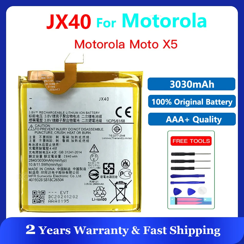 Новый оригинальный аккумулятор JX40 для Motorola Moto X5 JX40, батарея для смартфона с бесплатными инструментами, высокое качество, 3030 мАч
Новый оригинальный аккумулятор JX40 для Motorola Moto X5 JX40, батарея для смартфона с бесплатными инструментами, высокое качество, 3030 мАч