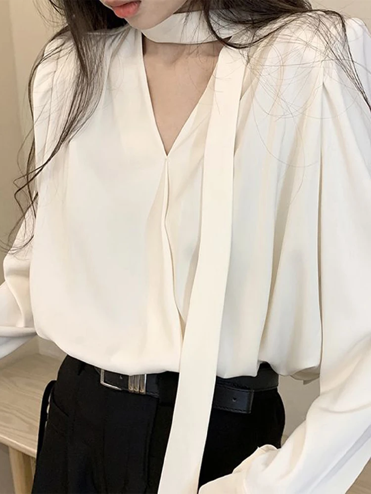 White Sash Chiffon Shirt Women's Spring Autumn Long Sleeve Design Sensible Versatile Neck Hanging Professional White Shirt
White Sash Chiffon Shirt Women's Spring Autumn Long Sleeve Design Sensible Versatile Neck Hanging Professional White Shirt