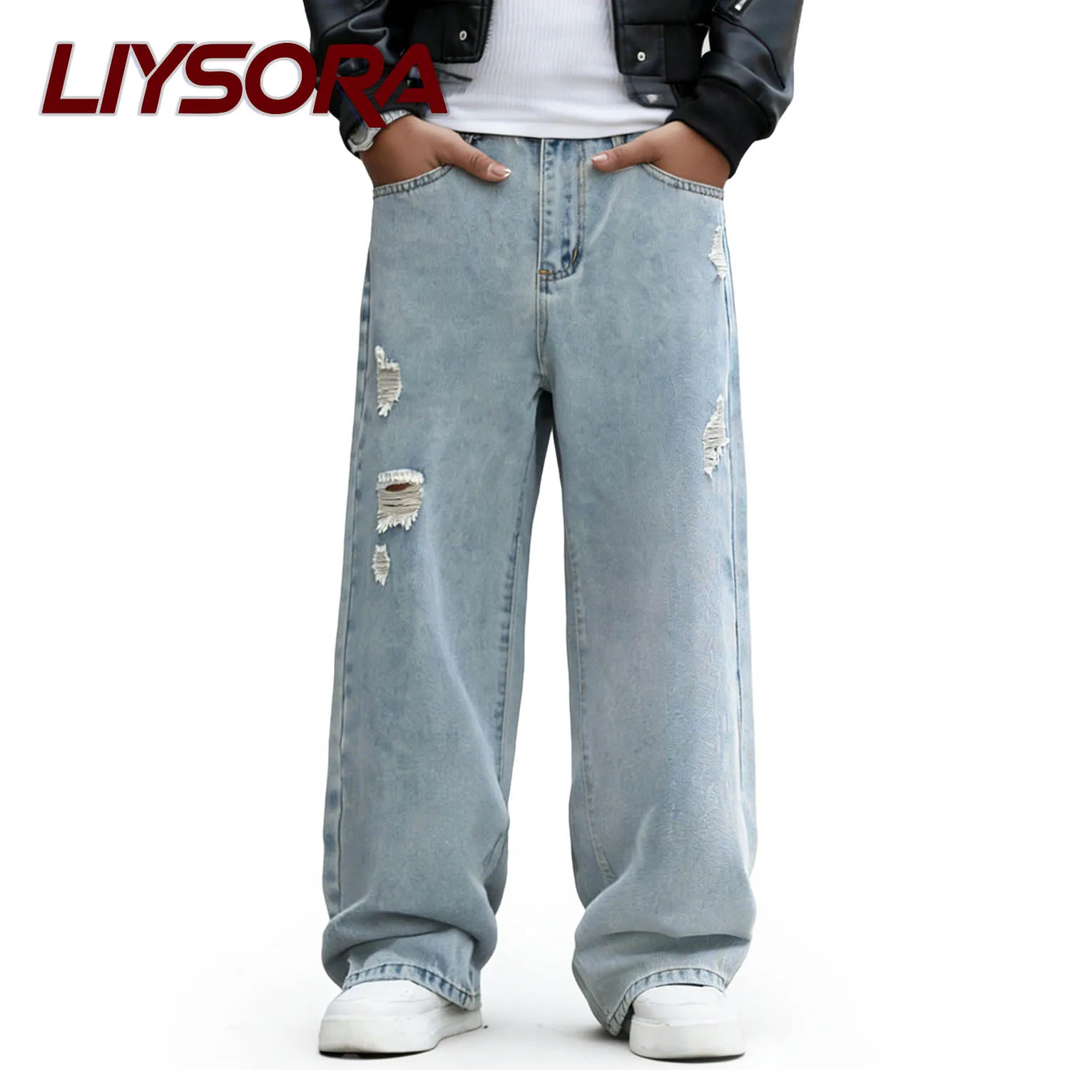LIYSORA Men's Retro Light Blue Minimalist Oversized Baggy Wide Leg Jeans Korean Street Ultra Loose Ripped Denim Pants Unisex
LIYSORA Men's Retro Light Blue Minimalist Oversized Baggy Wide Leg Jeans Korean Street Ultra Loose Ripped Denim Pants Unisex