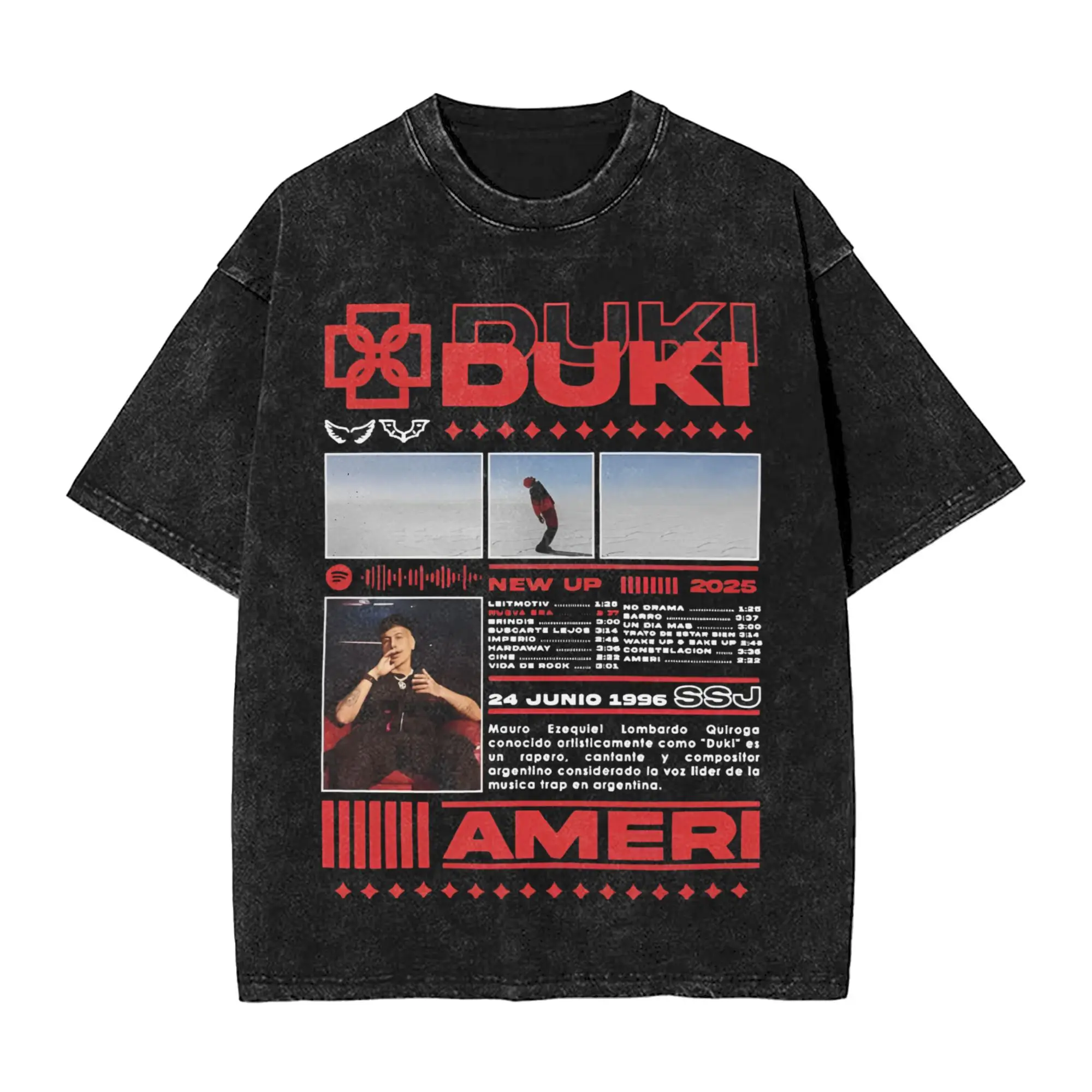 DUKI SSJ Ameri 2025 Tour Washed T Shirt Streetwear Hip Hop Vintage T-Shirts Tee Shirt for Men Women Cotton Oversize
DUKI SSJ Ameri 2025 Tour Washed T Shirt Streetwear Hip Hop Vintage T-Shirts Tee Shirt for Men Women Cotton Oversize