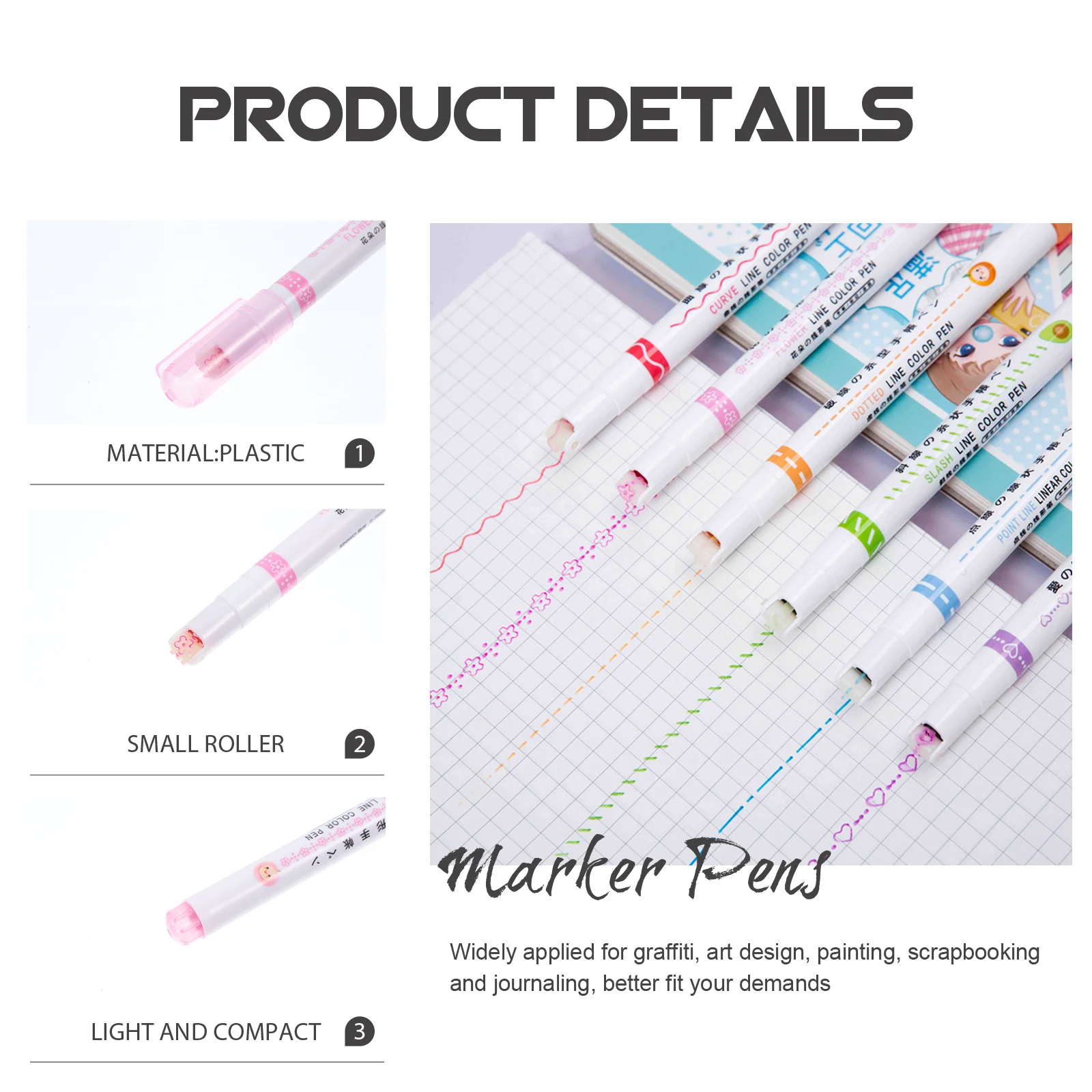 3Pcs Marker Pens Portable Rolling Design Markers for Book Highlight Office Art School Supplies Set Roller Pen Highlighters
3Pcs Marker Pens Portable Rolling Design Markers for Book Highlight Office Art School Supplies Set Roller Pen Highlighters
