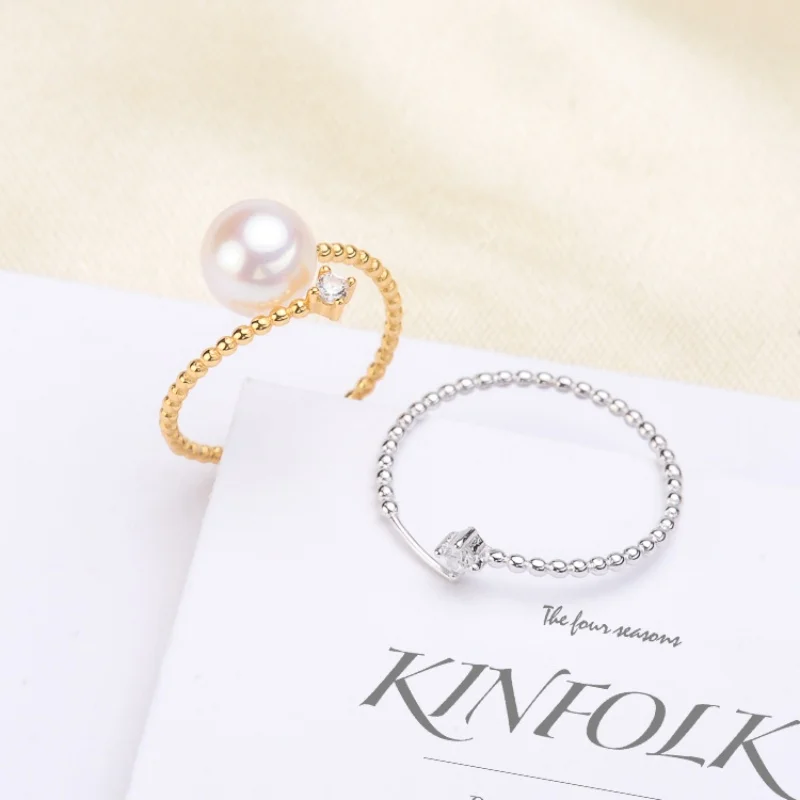 DIY pearl accessories S925 sterling silver pearl ring empty holder fashion simple ring with beads
DIY pearl accessories S925 sterling silver pearl ring empty holder fashion simple ring with beads