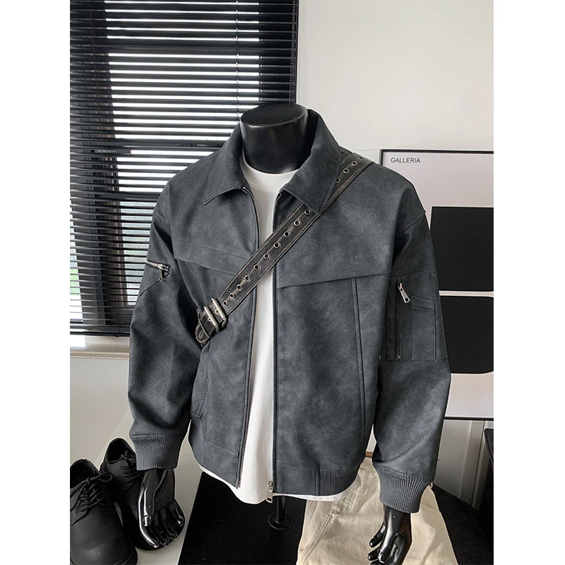 Autumn New American Retro Collar Short Leather Jacket, Sporty Fashion Boutique Bomber Jacket, Bicycle Men's PU Top
Autumn New American Retro Collar Short Leather Jacket, Sporty Fashion Boutique Bomber Jacket, Bicycle Men's PU Top