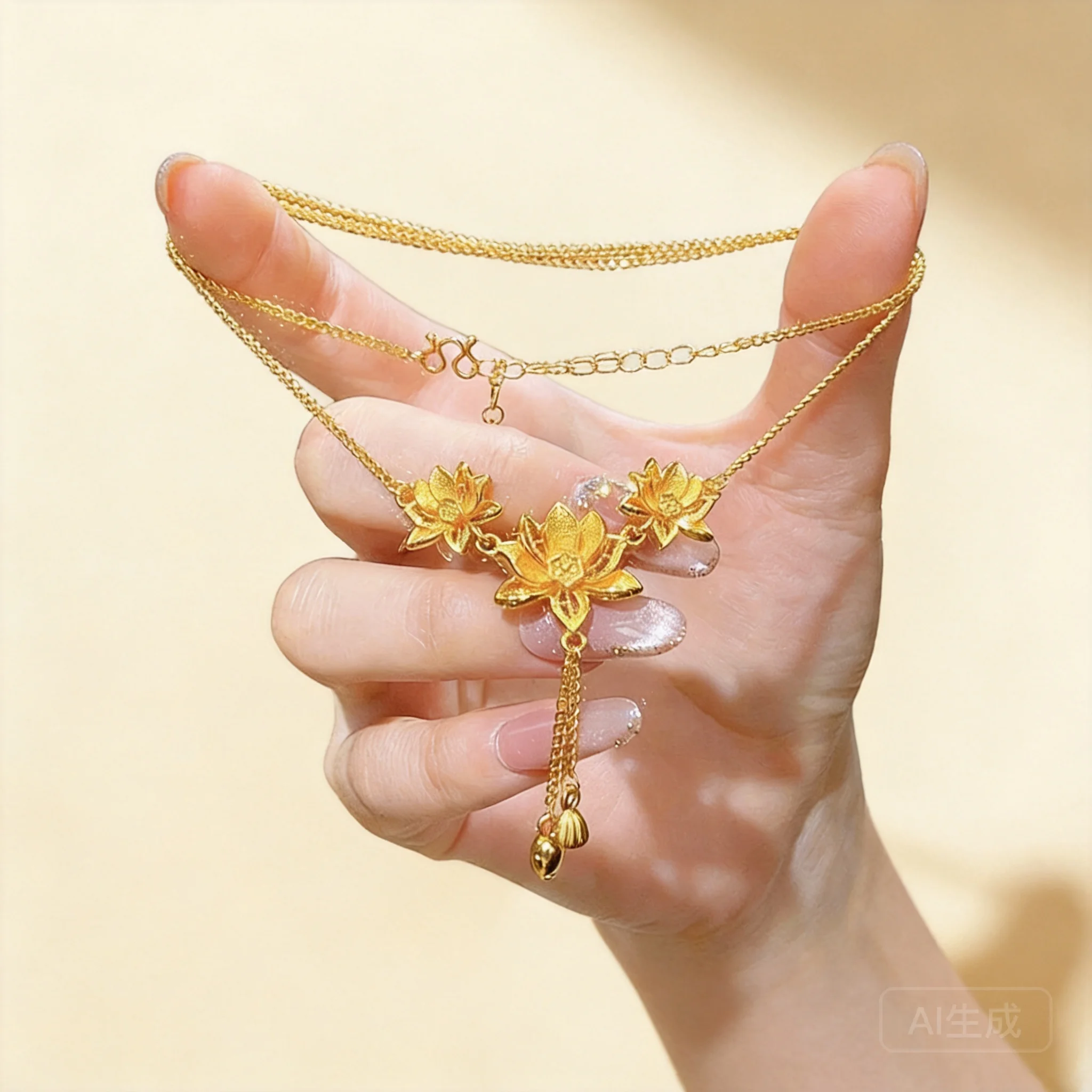 Chinese Traditional Vintage Lucky Three Lotus Pendant Necklace 18k Real Gold Plated Long Lasting Color Retention Sand Gold Tasse
Chinese Traditional Vintage Lucky Three Lotus Pendant Necklace 18k Real Gold Plated Long Lasting Color Retention Sand Gold Tasse