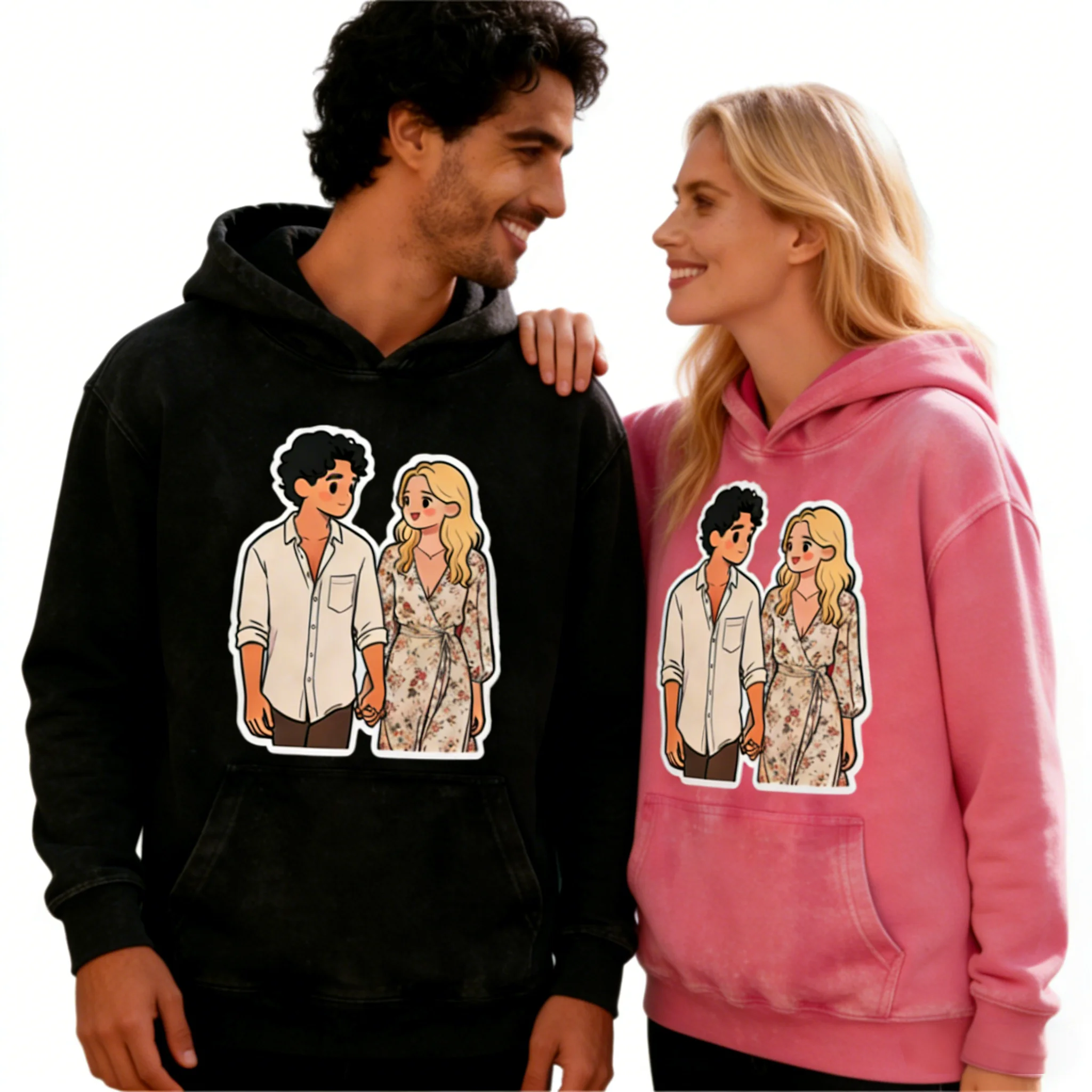 Худи с принтом на заказ: фото пары в стиле комиксов, винтажный эффект, состаренный, персонализированный, сделай сам, парные наряды, унисекс
Худи с принтом на заказ: фото пары в стиле комиксов, винтажный эффект, состаренный, персонализированный, сделай сам, парные наряды, унисекс