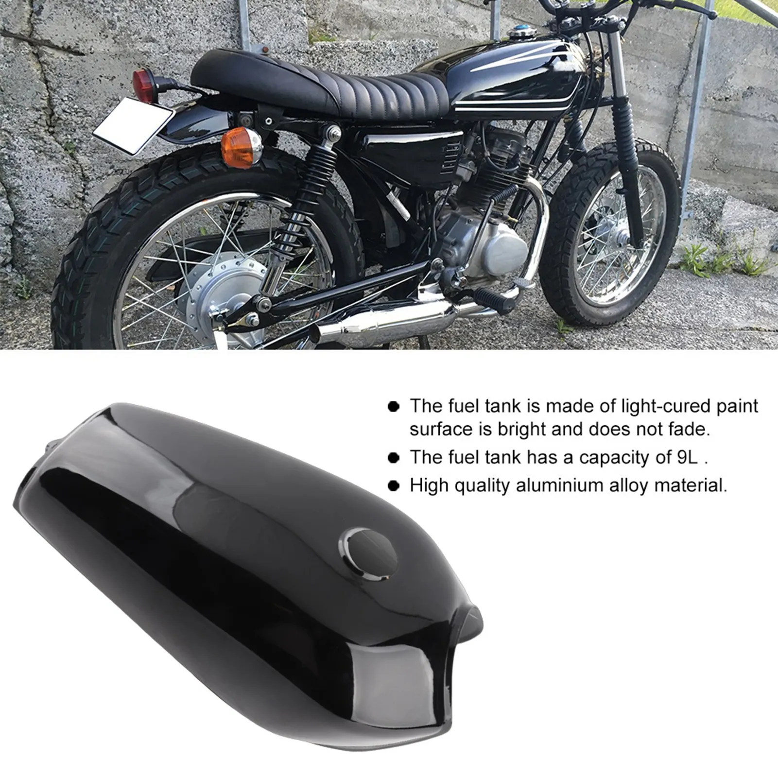 Motorcycle Bright Black Retro Fuel Gas with Cover Fit for CG125 Fuel Fuel with
Motorcycle Bright Black Retro Fuel Gas with Cover Fit for CG125 Fuel Fuel with