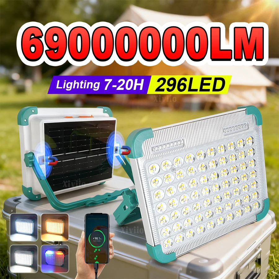 69000000LM 296LED Солнечный свет для кемпинга Многофункциональный прожектор с солнечной зарядкой 4 * 18650 Аккумулятор Портативный фонарь Свет для палатки Power Bank Аварийное освещение с сильным магнитным сигнальным с
69000000LM 296LED Солнечный свет для кемпинга Многофункциональный прожектор с солнечной зарядкой 4 * 18650 Аккумулятор Портативный фонарь Свет для палатки Power Bank Аварийное освещение с сильным магнитным сигнальным с