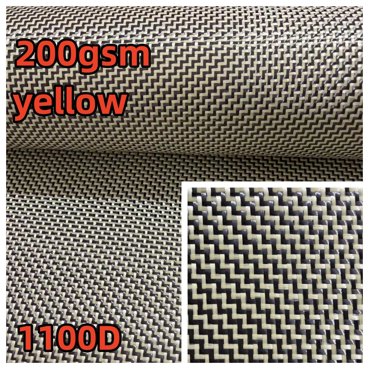 1100D/3K 200gsm yellow Kevlar and carbon fiber blended fabric W pattern blended carbon fiber Kevlar fabric 100cm * 50cm a slice.
1100D/3K 200gsm yellow Kevlar and carbon fiber blended fabric W pattern blended carbon fiber Kevlar fabric 100cm * 50cm a slice.