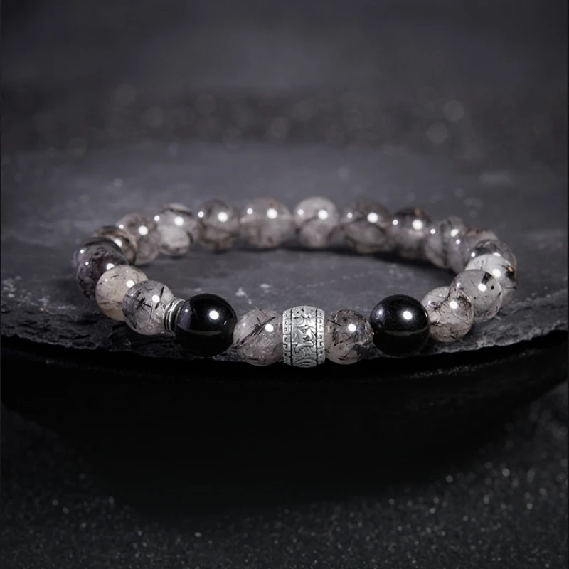 Natural Obsidian Black Quartz Rutilated Beaded Strand Bracelets Men 925 Silver Simple Trendy Stackbale Bracelet Male Party Gift
Natural Obsidian Black Quartz Rutilated Beaded Strand Bracelets Men 925 Silver Simple Trendy Stackbale Bracelet Male Party Gift