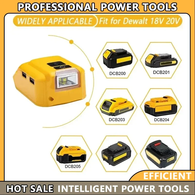 For Dewalt 18V 20V Li-ion Battery with USB Type-C DC 12V Portable Power Converter USB Adapter with 140lm LED Work Light
For Dewalt 18V 20V Li-ion Battery with USB Type-C DC 12V Portable Power Converter USB Adapter with 140lm LED Work Light