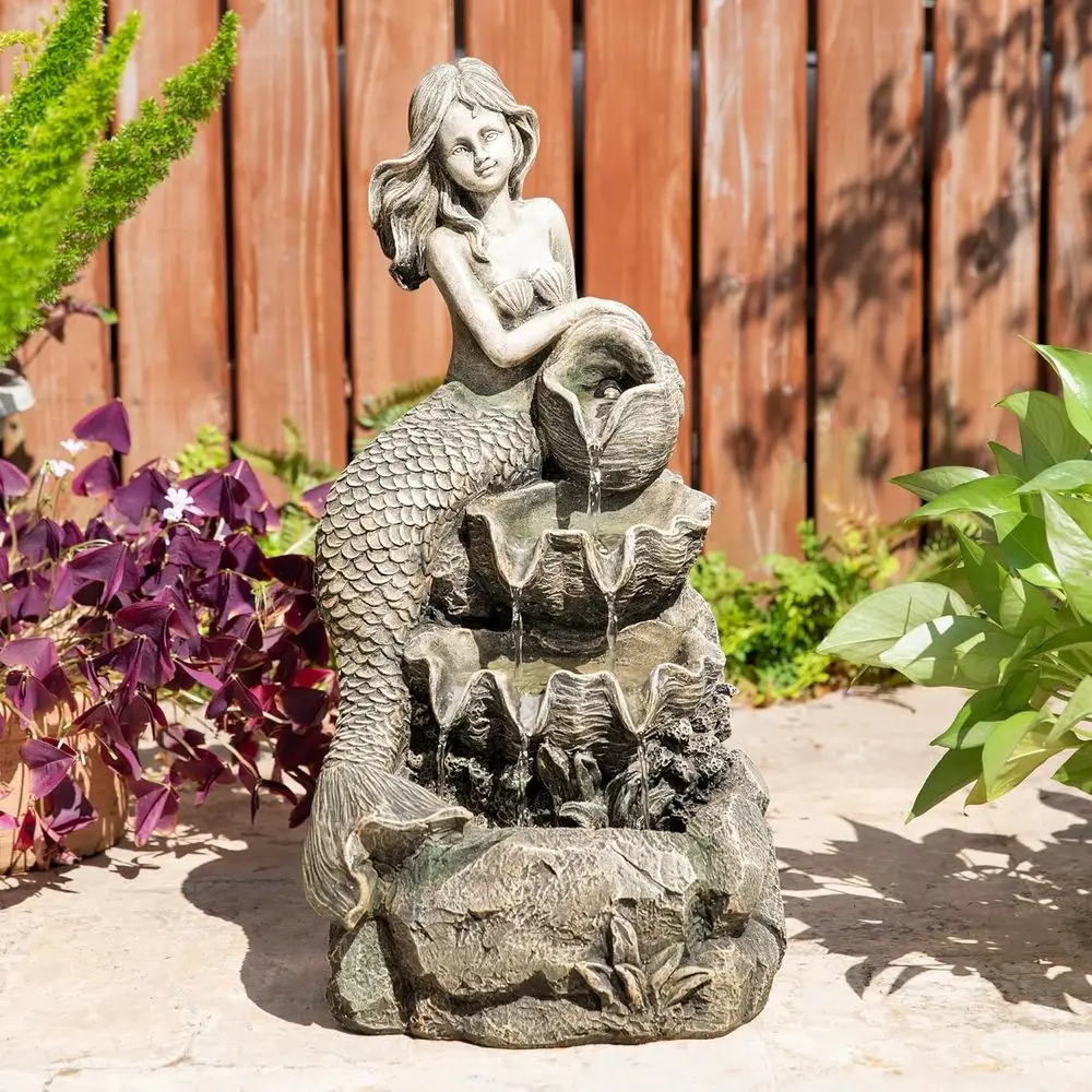 4-Tiered Mermaid Concrete Polyresin Waterfall with Lights and Pump for Outdoor Spaces
4-Tiered Mermaid Concrete Polyresin Waterfall with Lights and Pump for Outdoor Spaces