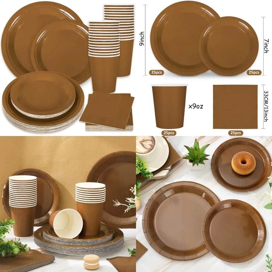 Набор коричневой посуды для осенних тематических мероприятий: одноразовая посуда с 50 бумажными тарелками, 25 салфеток, 25 чашек, идеальные
Набор коричневой посуды для осенних тематических мероприятий: одноразовая посуда с 50 бумажными тарелками, 25 салфеток, 25 чашек, идеальные