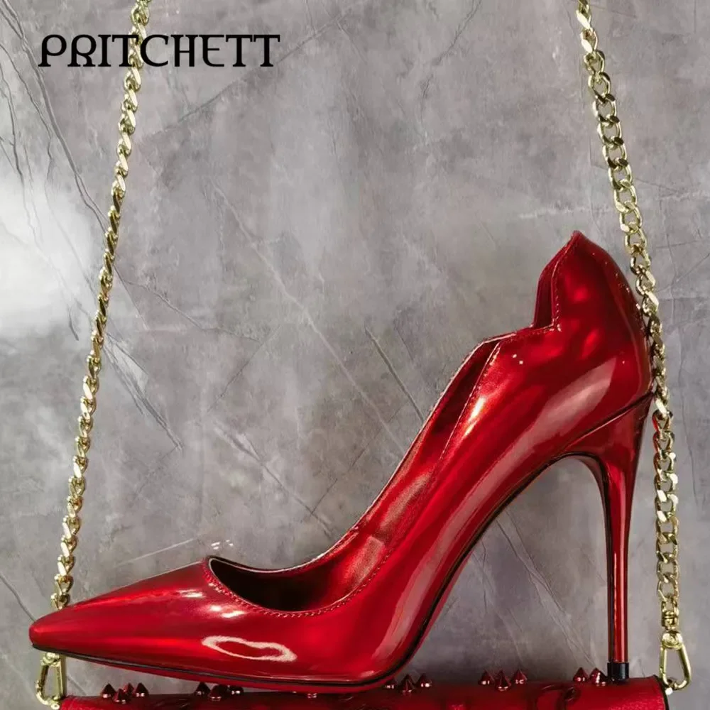 Red Shiny Sexy High Heels Pointed Toe Pull-On Solid Color Stiletto Pumps Simple Fashion Temperament Large Size Women's Shoes
Red Shiny Sexy High Heels Pointed Toe Pull-On Solid Color Stiletto Pumps Simple Fashion Temperament Large Size Women's Shoes