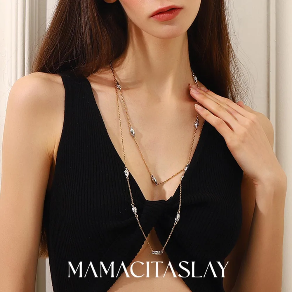MamacitaSlay Double Layer Gold Plated Chain Silver Color Beades Necklaces Party Trend Stainless Steel Waterproof Neck Jewelry
MamacitaSlay Double Layer Gold Plated Chain Silver Color Beades Necklaces Party Trend Stainless Steel Waterproof Neck Jewelry