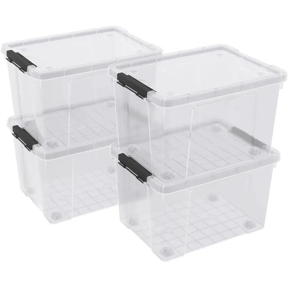 Набор из 4 больших прозрачных пластиковых контейнеров для хранения с крышками и колесами
Набор из 4 больших прозрачных пластиковых контейнеров для хранения с крышками и колесами