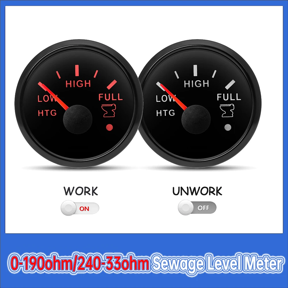 52MM HTG Gauge 0~190ohm /240-33ohm Sewage Level Meter Red Backlight Car Meter with Alarm for Car Truck Marine Boat
52MM HTG Gauge 0~190ohm /240-33ohm Sewage Level Meter Red Backlight Car Meter with Alarm for Car Truck Marine Boat