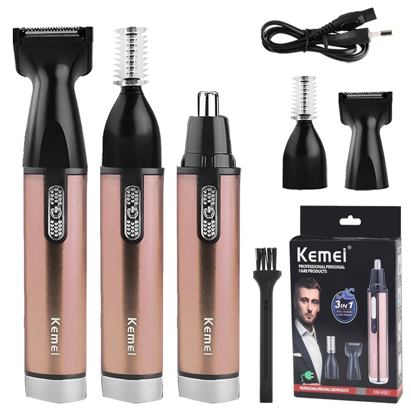 Kemei 6661, многофункциональная перезаряжаемая микро-мужская бритва для стрижки волос в носу, бровей, бороды, красоты
Kemei 6661, многофункциональная перезаряжаемая микро-мужская бритва для стрижки волос в носу, бровей, бороды, красоты