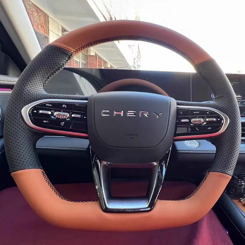 Hand Stitched black orange Genuine Leather Car Steering Wheel Cover for Chery Arrizo 5x Tiggo 7 Plus Tiggo 8 Pro Auto Parts
Hand Stitched black orange Genuine Leather Car Steering Wheel Cover for Chery Arrizo 5x Tiggo 7 Plus Tiggo 8 Pro Auto Parts