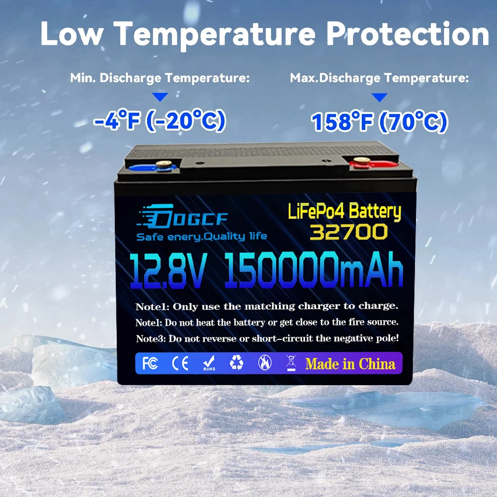 New 32700 12.8V 100Ah lithium iron phosphate battery,for Solar Marine Fish Finder Lighting 12V LiFePo4 Battery Built-in 100A BMS
New 32700 12.8V 100Ah lithium iron phosphate battery,for Solar Marine Fish Finder Lighting 12V LiFePo4 Battery Built-in 100A BMS