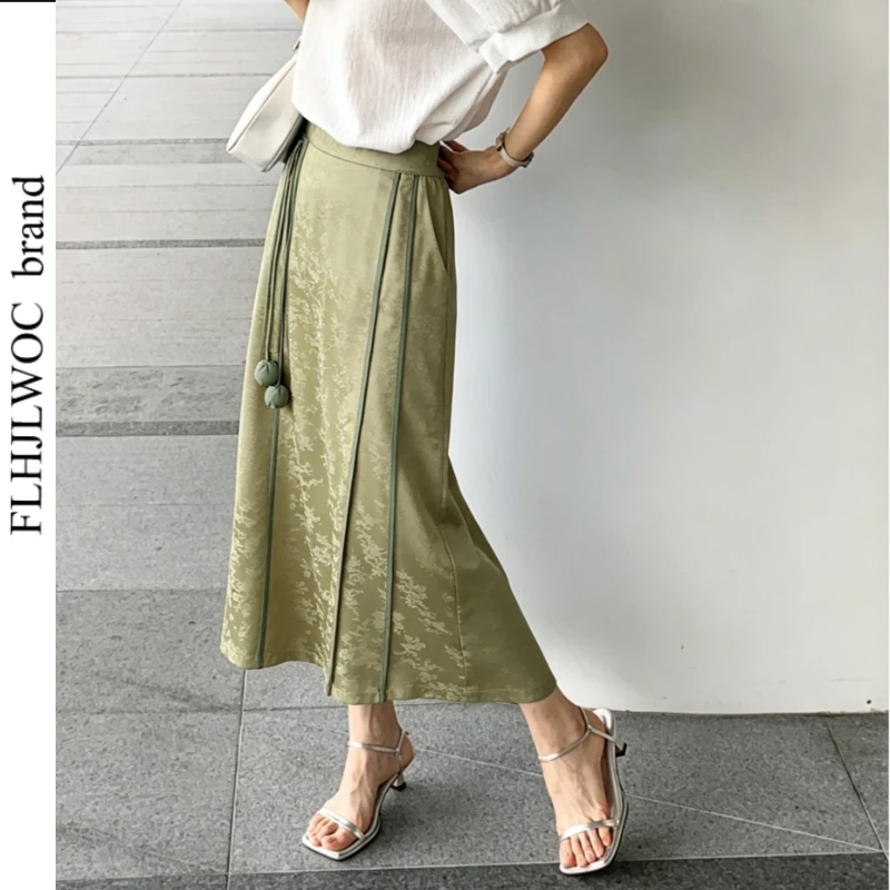 Retro Vintage Skirts New Fashion Woman Summer Elegant Lady Solid Black Green Chinese Style All-Match Temperament Midi Skirt
Retro Vintage Skirts New Fashion Woman Summer Elegant Lady Solid Black Green Chinese Style All-Match Temperament Midi Skirt