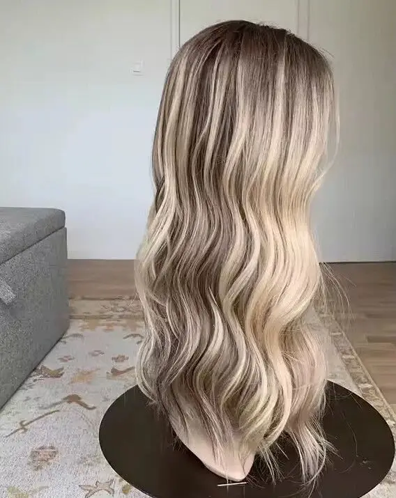 Роскошные полные парики с темными корнями, светло-русые, глубокие волны, синтетические кружевные верхние парики для женщин, термостойкое волокно
Роскошные полные парики с темными корнями, светло-русые, глубокие волны, синтетические кружевные верхние парики для женщин, термостойкое волокно