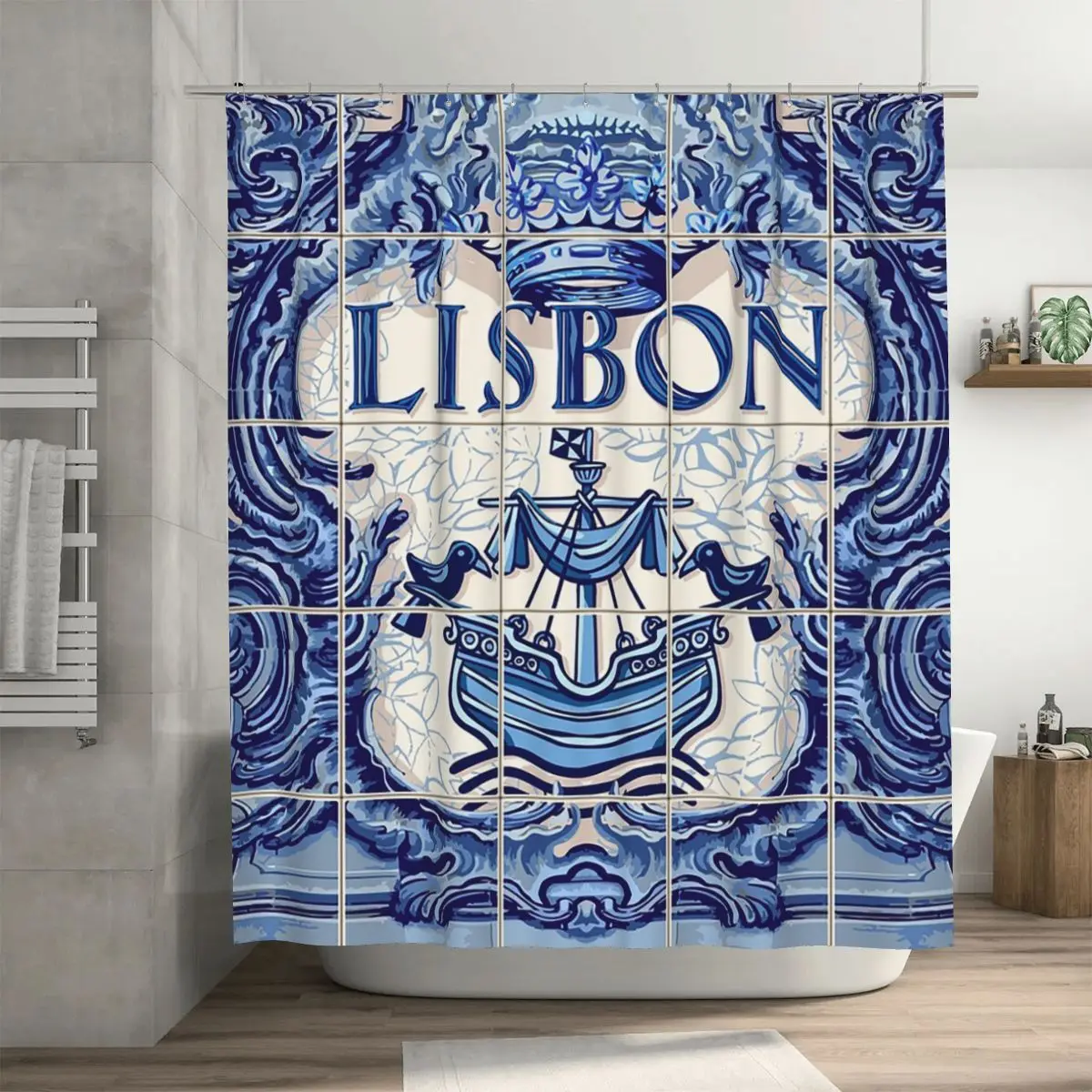 Portugal Lisbon Lisboa Azulejo Azulejos Tiles Shower Curtain Bathroom Polyester Waterproof Bath Curtains with Hooks
Portugal Lisbon Lisboa Azulejo Azulejos Tiles Shower Curtain Bathroom Polyester Waterproof Bath Curtains with Hooks