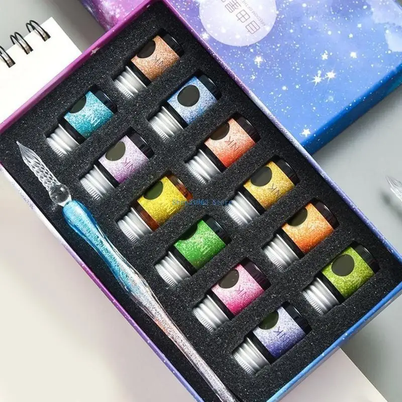 L4MA for Creative Calligraphy Dip Pens Gradient Glass Dip Pen Set with 12 Colorful Inks for Art Writing Signatures Decora
L4MA for Creative Calligraphy Dip Pens Gradient Glass Dip Pen Set with 12 Colorful Inks for Art Writing Signatures Decora