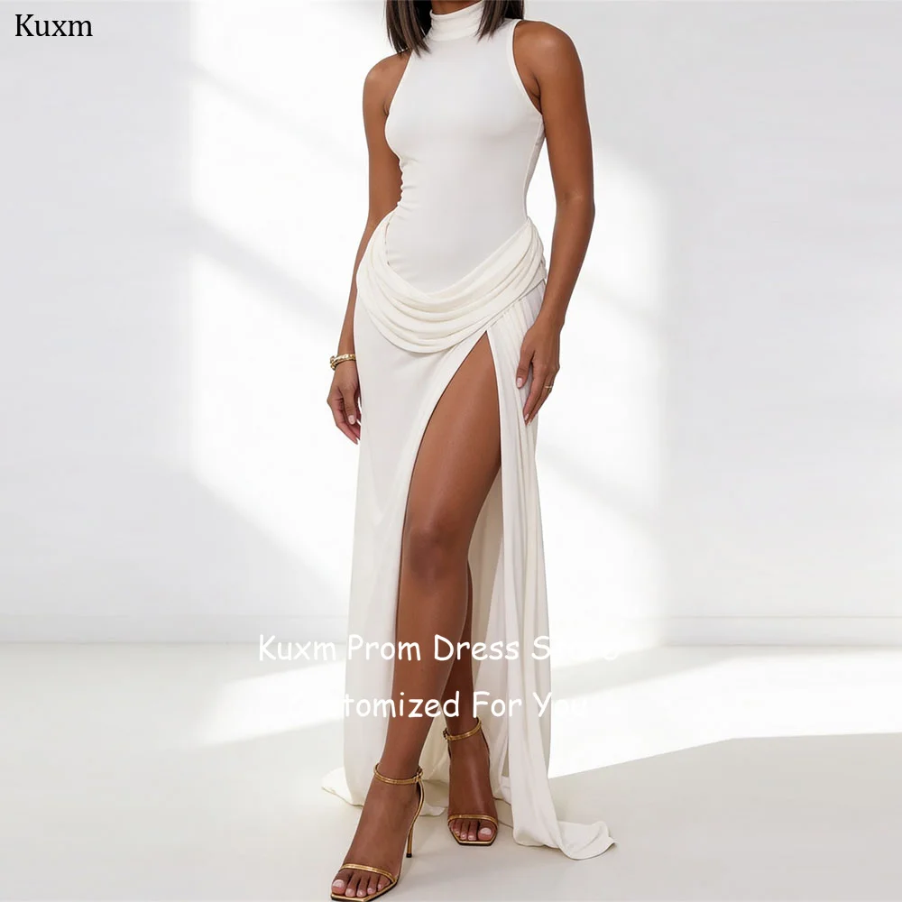 Kuxm Satin Elegant Wedding Dresses Bride High Neck Formal High Slit Vestidos De Novia Sleeveless Floor Length Dress Customized
Kuxm Satin Elegant Wedding Dresses Bride High Neck Formal High Slit Vestidos De Novia Sleeveless Floor Length Dress Customized