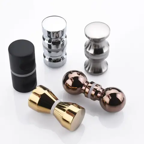 Aluminum Alloy Door Handle 1.1" Dia Single Glass Door Knob Bathroom Shower Cabinet Handle w/ Screw Home Hardware