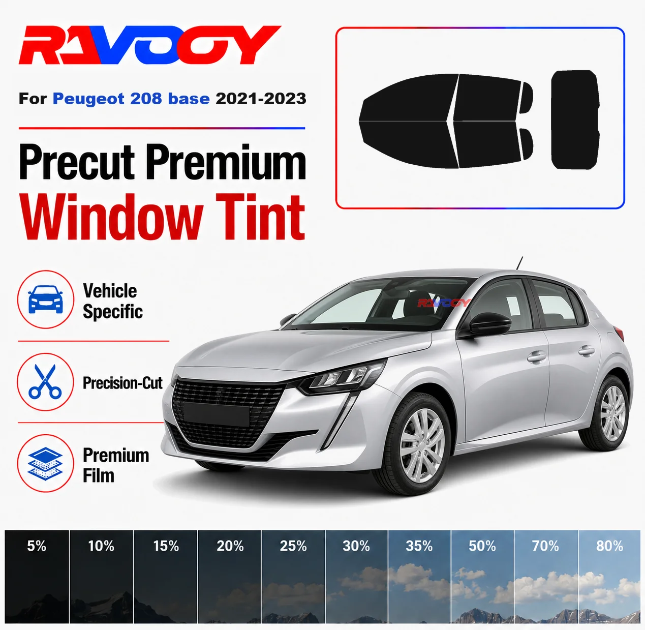 Premium Precut Window Tint Kit Front Rear Windows Rear Windshield For Peugeot 208 base 2021-2023 Complete Set Nano Ceramic Film
Premium Precut Window Tint Kit Front Rear Windows Rear Windshield For Peugeot 208 base 2021-2023 Complete Set Nano Ceramic Film