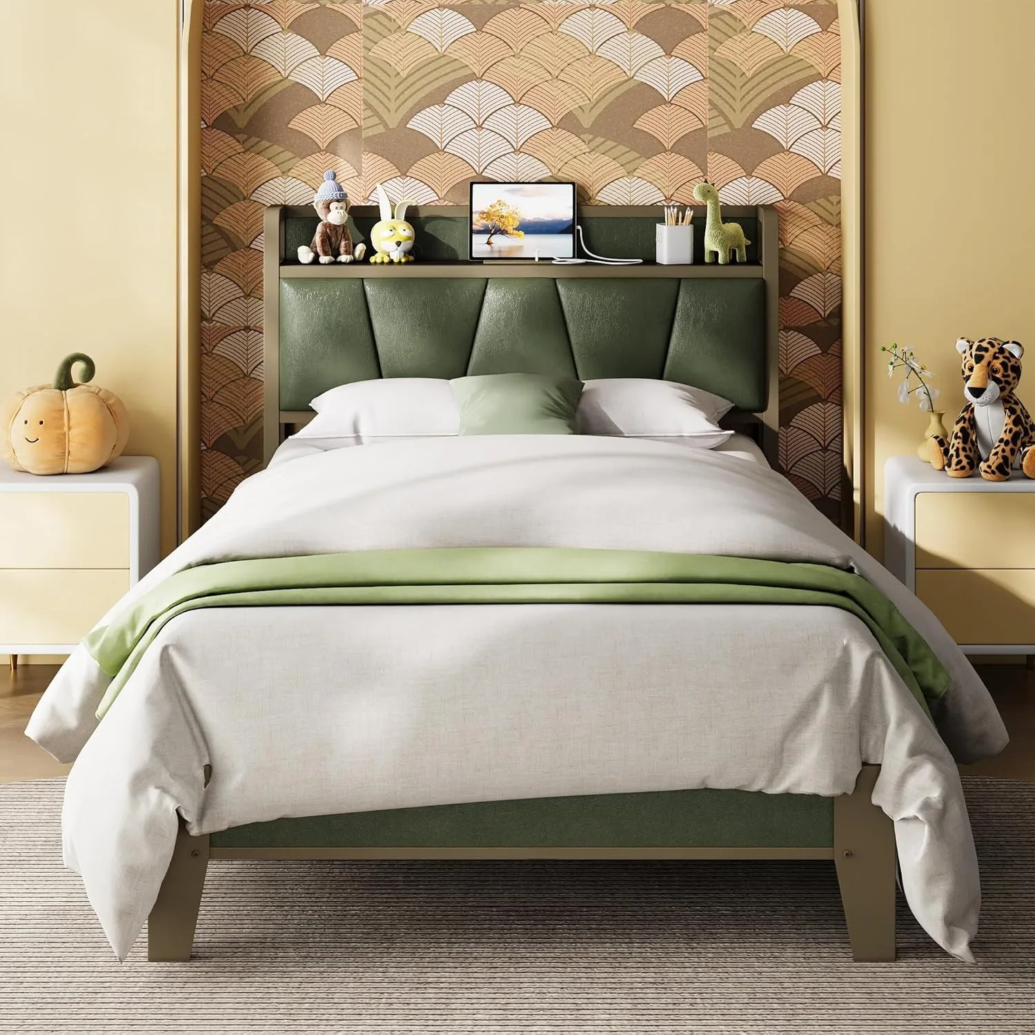 Twin XL Bed Frame, Storage Headboard with Charging Station, Solid and Stable, Noise Free, No Box Spring Needed, Easy Assembly
Twin XL Bed Frame, Storage Headboard with Charging Station, Solid and Stable, Noise Free, No Box Spring Needed, Easy Assembly