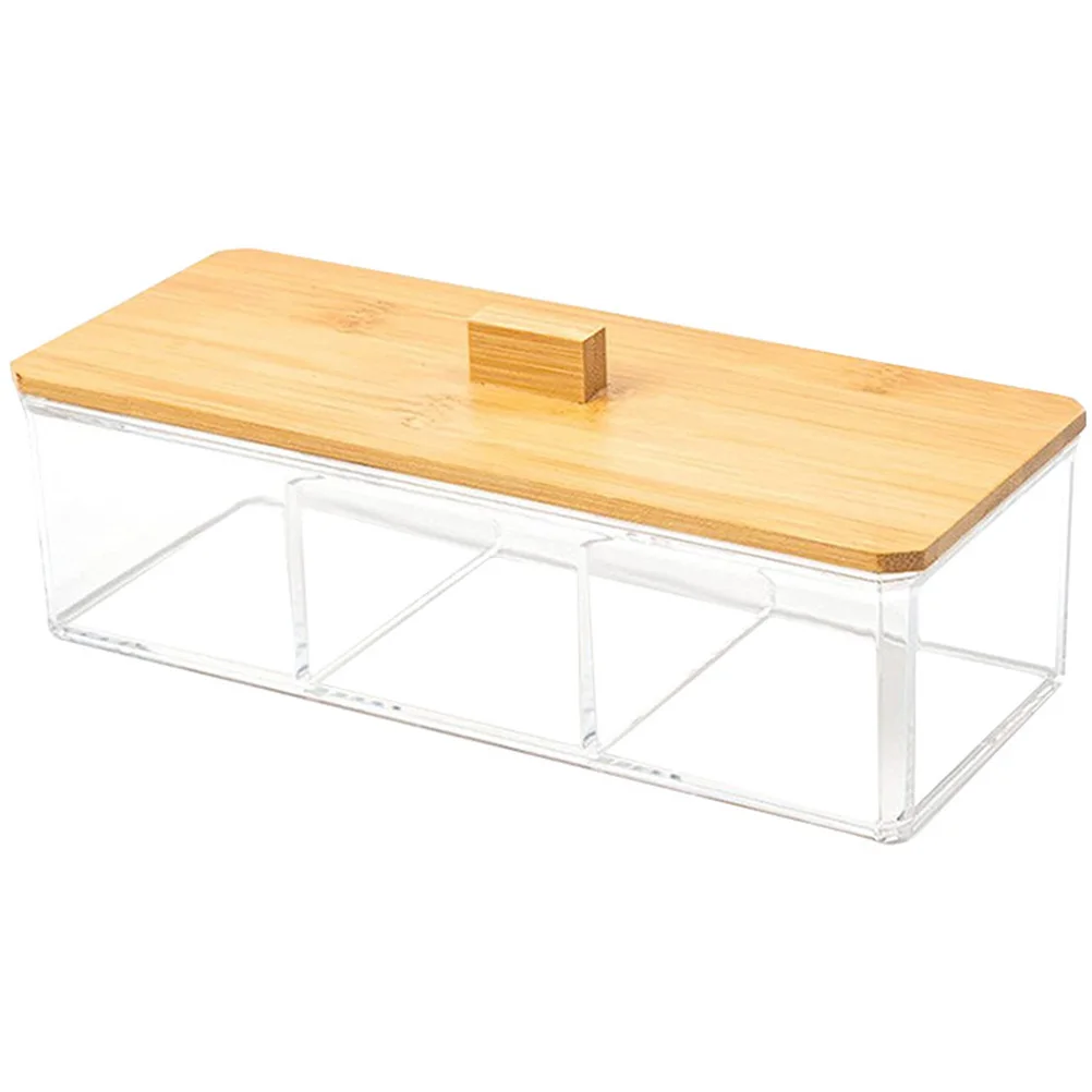 Bamboo Lid Cotton Pad ganizer 3 Grids Portable Acrylic Swab Dispenser Storage Box Transparent Bathroom Accessories
Bamboo Lid Cotton Pad ganizer 3 Grids Portable Acrylic Swab Dispenser Storage Box Transparent Bathroom Accessories