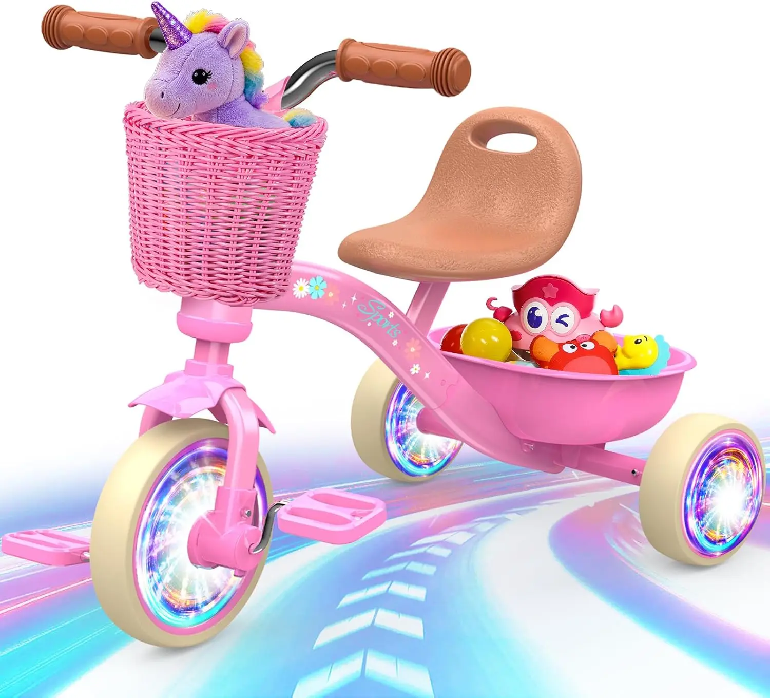 Adjustable Tricycle for Ages 1-5, Outdoor Riding Toy with Light Wheels and Baskets, Ideal Birthday Gift
Adjustable Tricycle for Ages 1-5, Outdoor Riding Toy with Light Wheels and Baskets, Ideal Birthday Gift