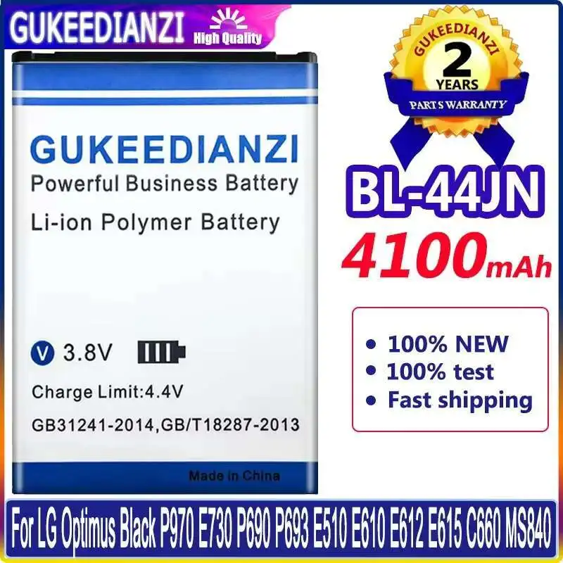 Mobile Phone Battery BL-44JN 4100Mah For LG Optimus Black P970 E730 P690 P693 E510 E610 E612 E615 C660 MS840 BL 44JN
Mobile Phone Battery BL-44JN 4100Mah For LG Optimus Black P970 E730 P690 P693 E510 E610 E612 E615 C660 MS840 BL 44JN
