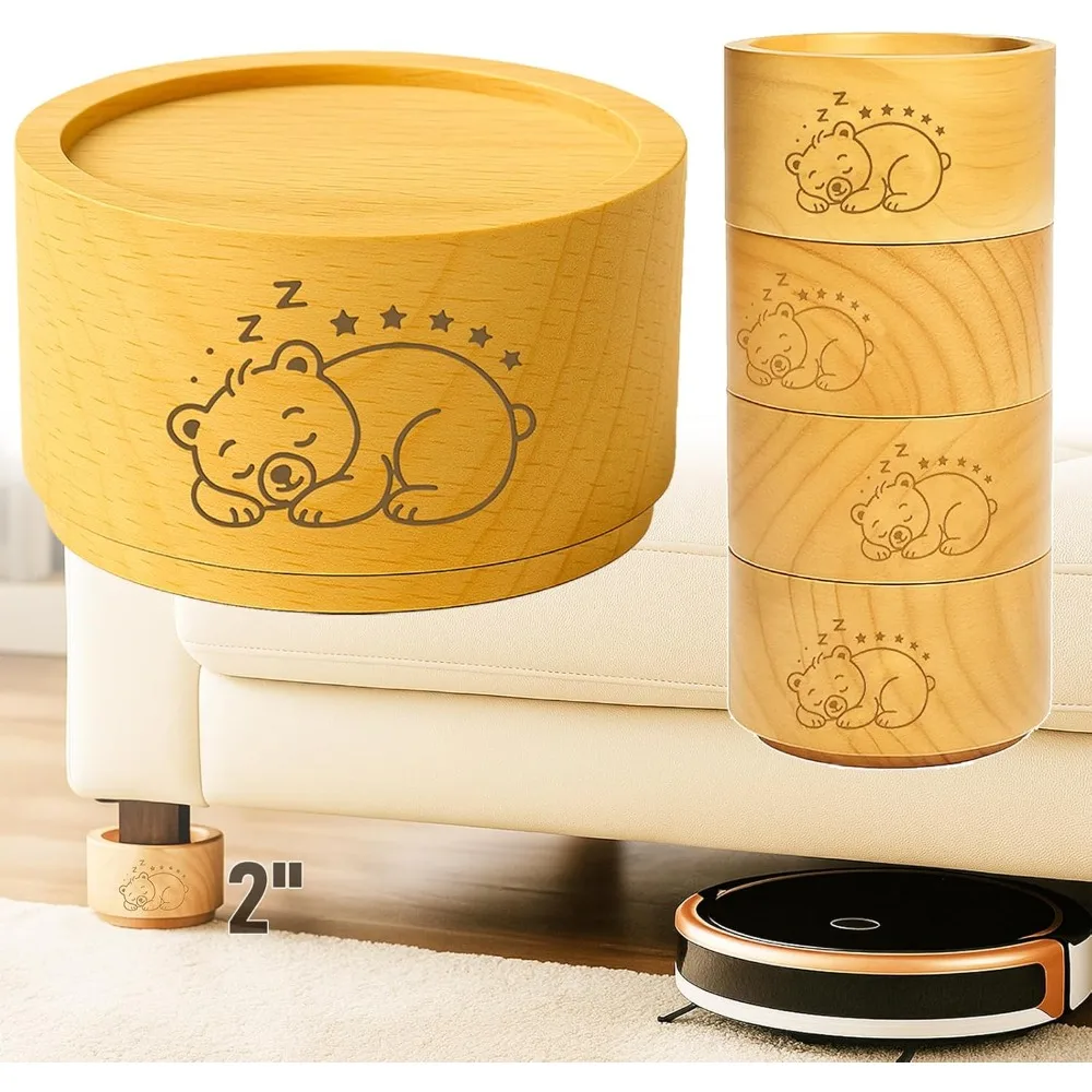 Bed Risers Furniture Legs, Solid Wood Furniture Raisers with Sleepy Bear Pattern, 2 Stackable Non-Slip Heavy-Duty Wooden Sofa Fr
Bed Risers Furniture Legs, Solid Wood Furniture Raisers with Sleepy Bear Pattern, 2 Stackable Non-Slip Heavy-Duty Wooden Sofa Fr