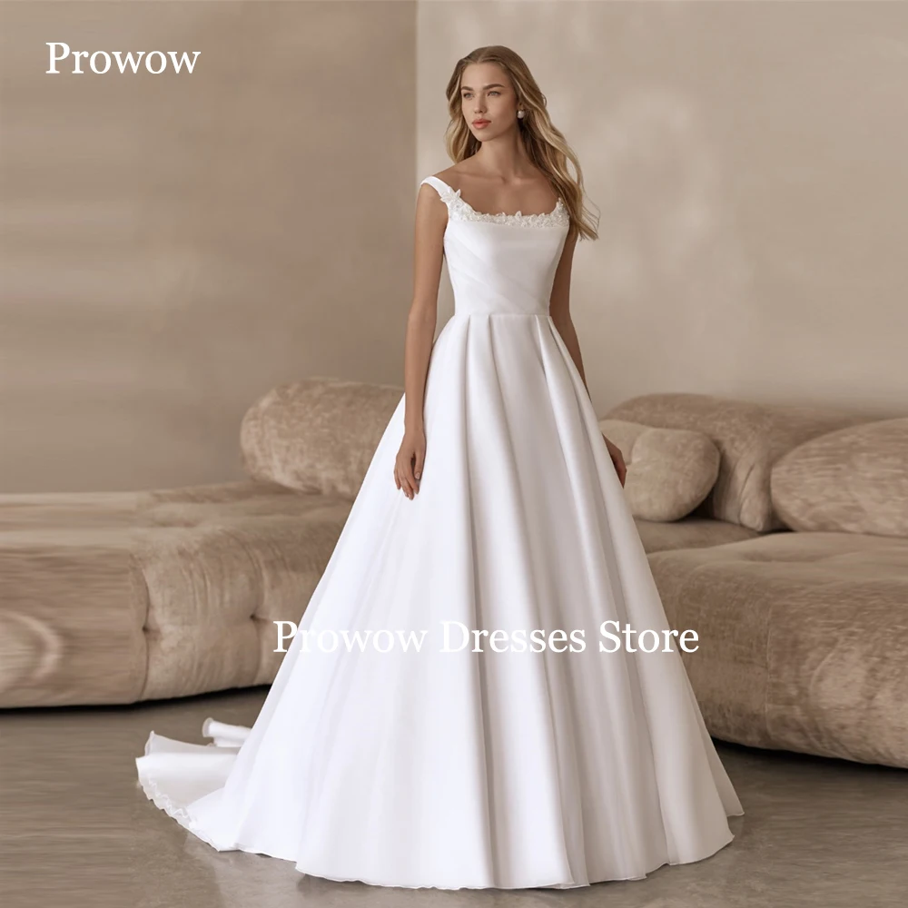 Prowow Elegant Beading Sleeveless Wedding Dresses Floor Length A Line Bride Gowns Square Collar Lace Up Back Customized
Prowow Elegant Beading Sleeveless Wedding Dresses Floor Length A Line Bride Gowns Square Collar Lace Up Back Customized