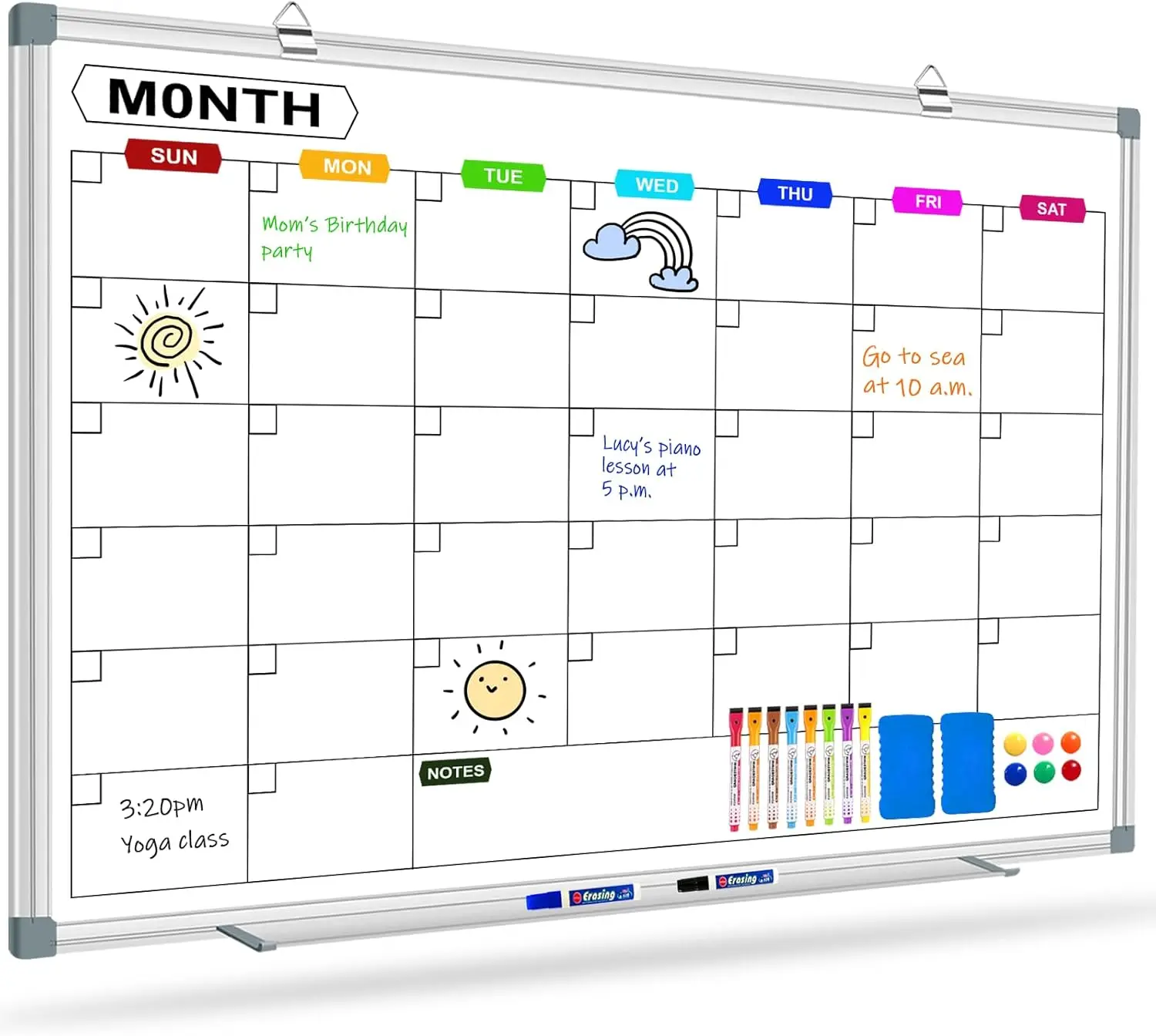 Monthly Dry Erase Calendar Board 48x36 Inch with Magnetic Accessories for Office Home School
Monthly Dry Erase Calendar Board 48x36 Inch with Magnetic Accessories for Office Home School