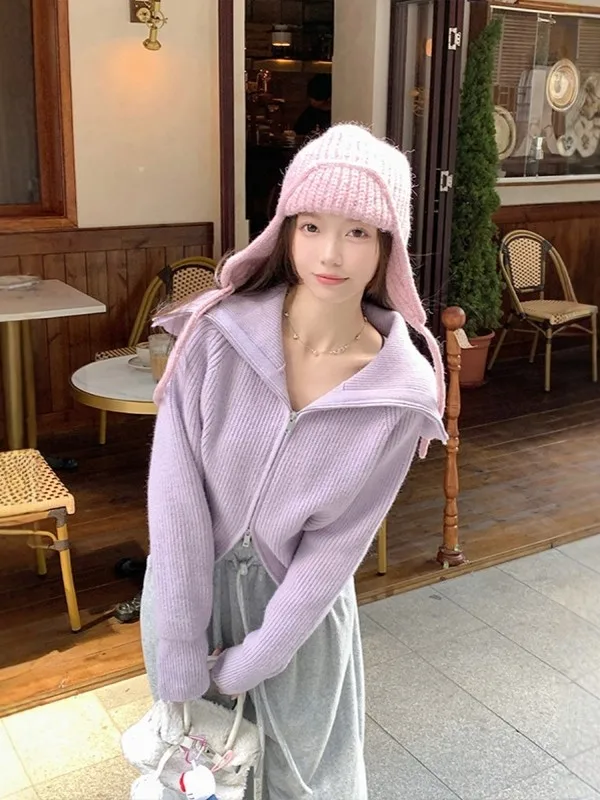 Laid-back Style Purple Zipper Sweater Women's Autumn Winter New Design Loose Slimming Knitted Top Comfortable Soft Long Sleeve
Laid-back Style Purple Zipper Sweater Women's Autumn Winter New Design Loose Slimming Knitted Top Comfortable Soft Long Sleeve