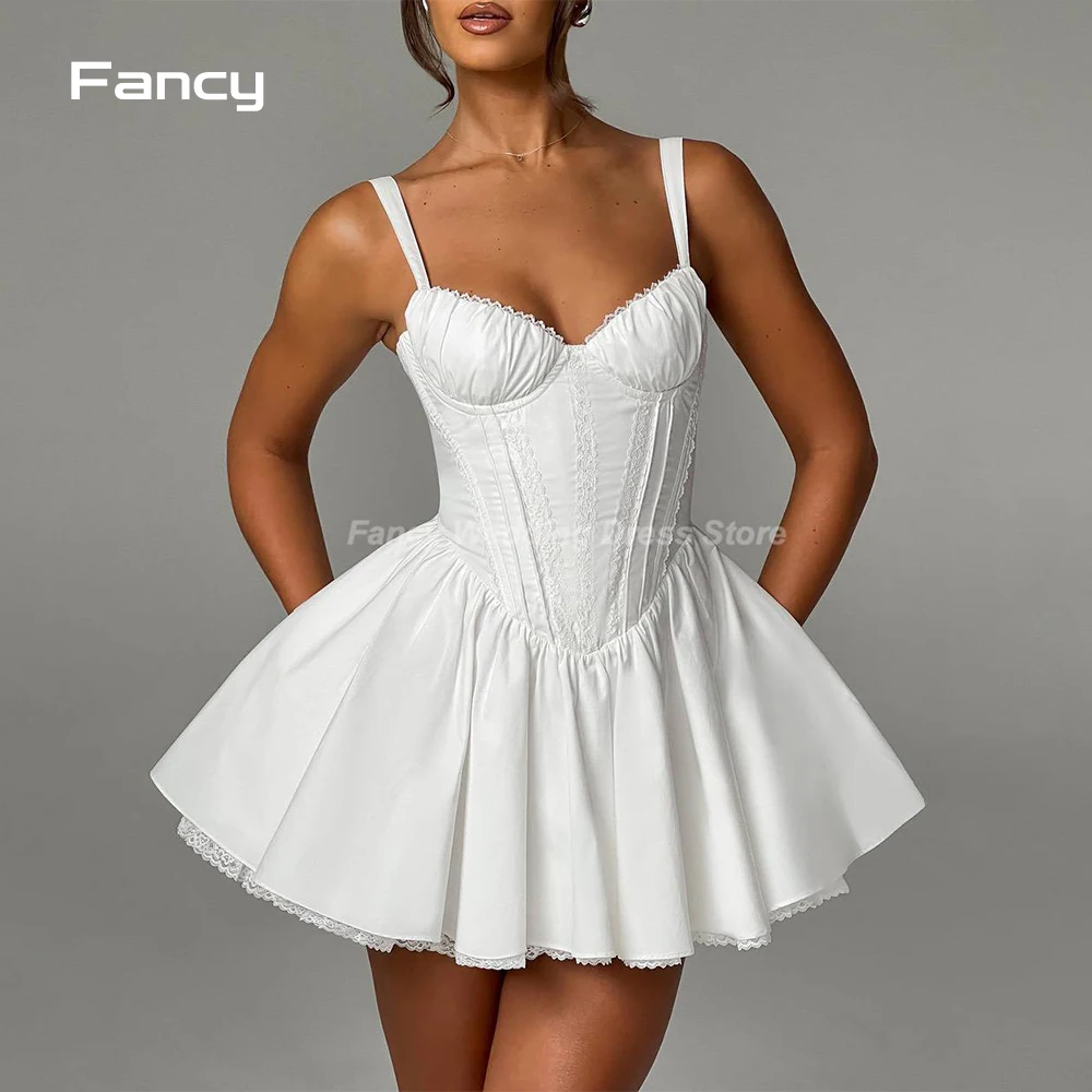 Fancy Satin Simple Formal Prom Dresses Mini Sweetheart Collar Backless Sleeveless A-Line Evening Dress Pleats Tiered Bride Gowns
Fancy Satin Simple Formal Prom Dresses Mini Sweetheart Collar Backless Sleeveless A-Line Evening Dress Pleats Tiered Bride Gowns